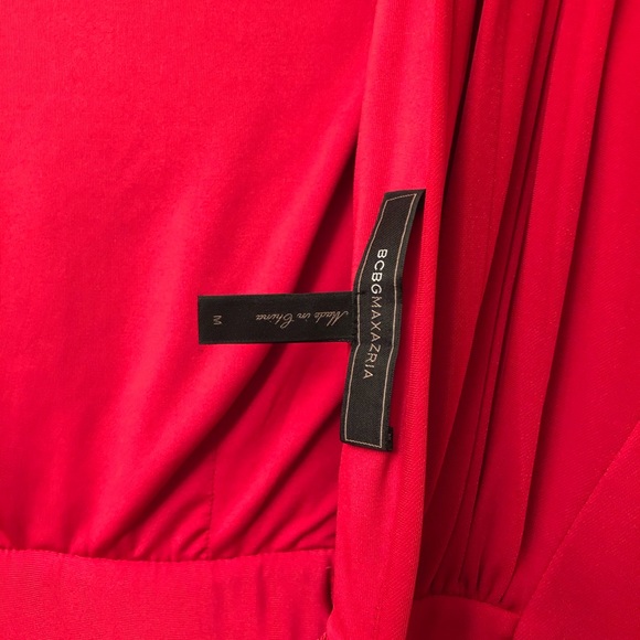 Red BCBG Event Dress Long Sleeve Low Cut Back - Picture 6 of 7